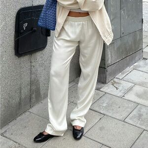 Djerf Avenue Cream Straight Leg Pants